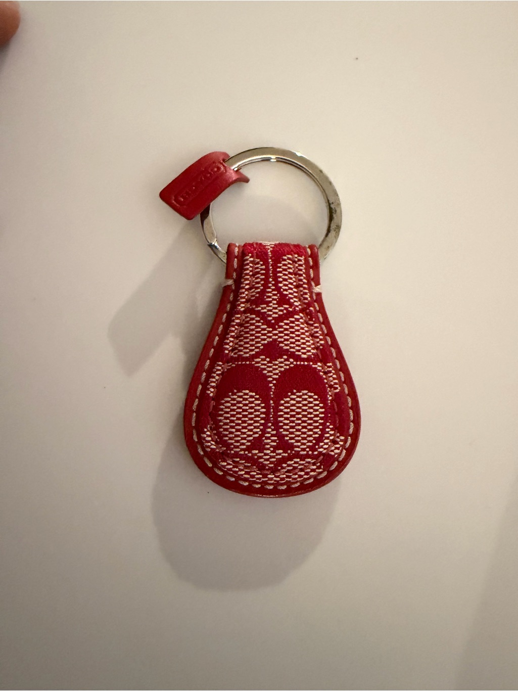 Vintage Coach Signature Mini Jacquard Teardrop Key Fob